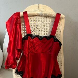 Victoria's Secret Red Satin Lounge Set